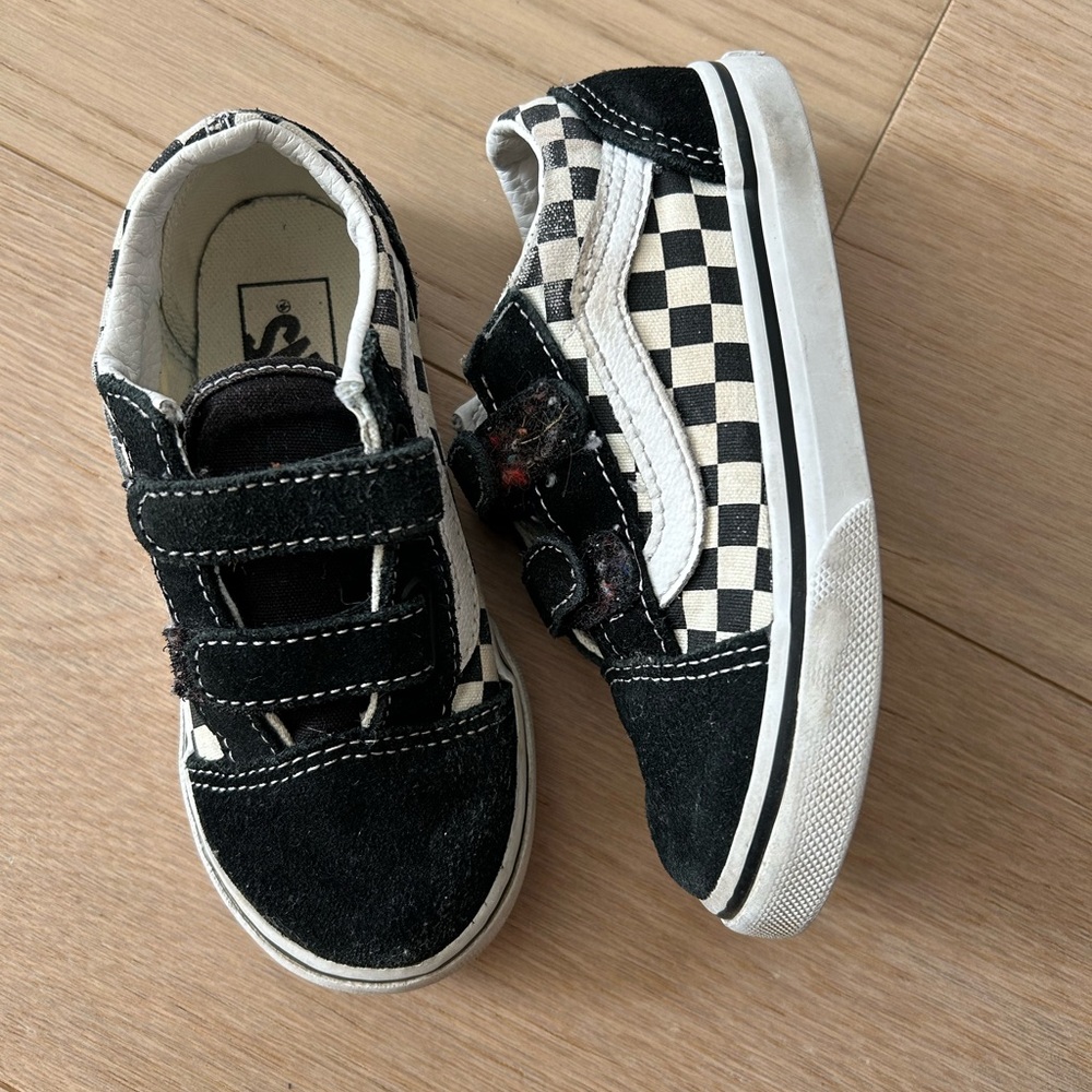 Kids Black and White Checkered Shoes